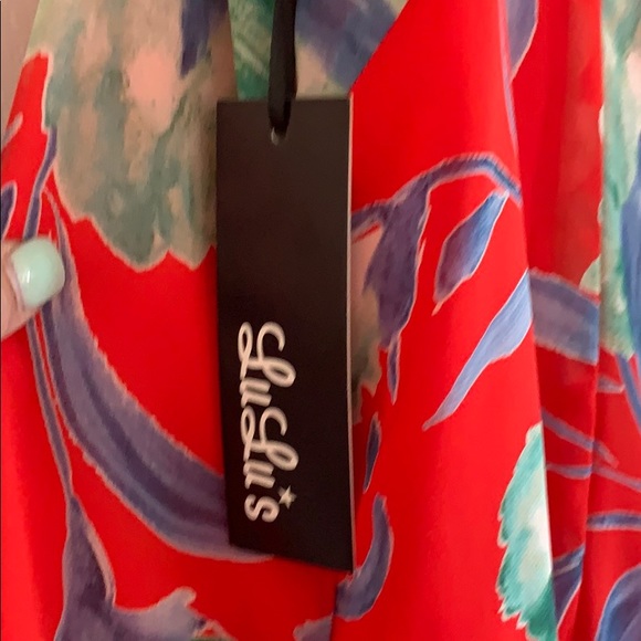 Lulus Red Floral Sundress. - Picture 7 of 7